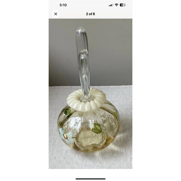 Fenton Art Glass Blue Daisy On Silken Sand Perfume Bottle And Stopper Signed* - Picture 2 of 8